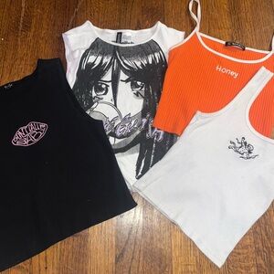 Hollister Tank Tops - Black, White, and Orange